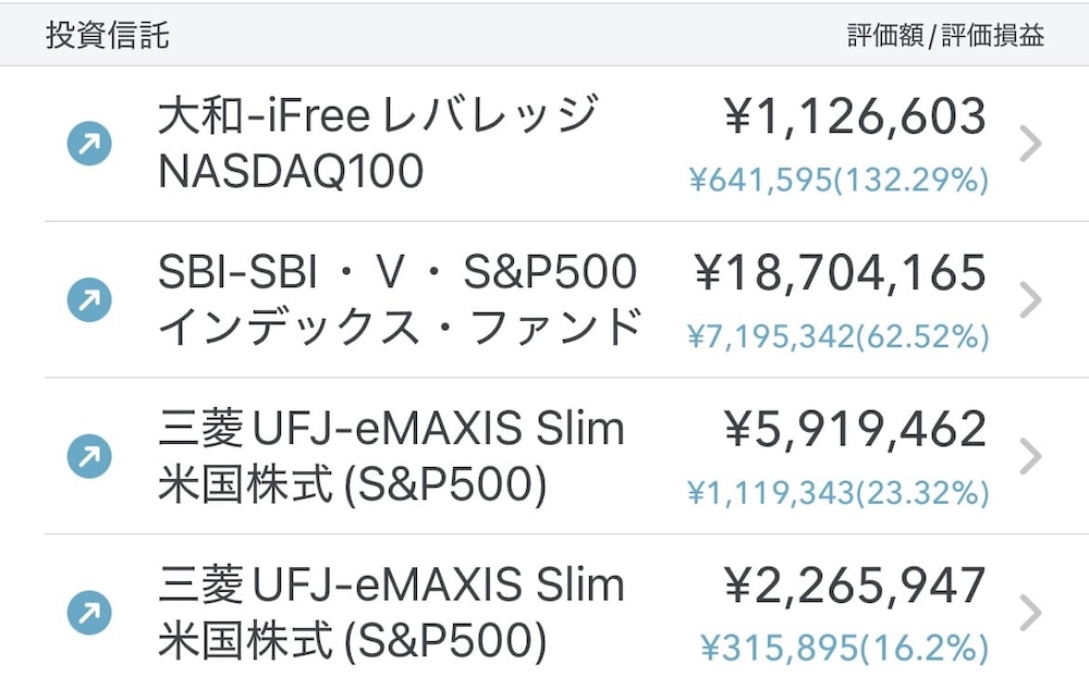 SBI証券で運用している投資信託の2025年8月の運用状況