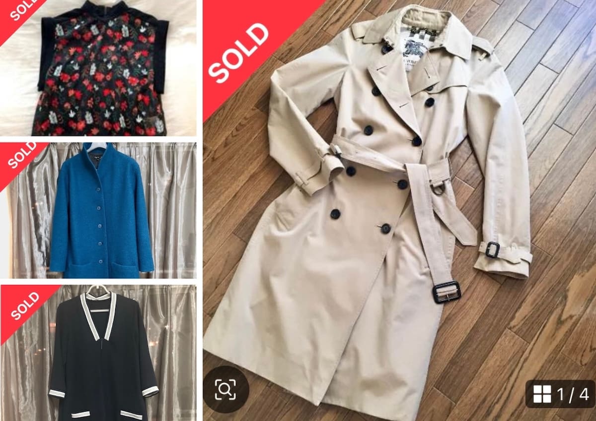 メルカリで売却したコートとワンピースの写真